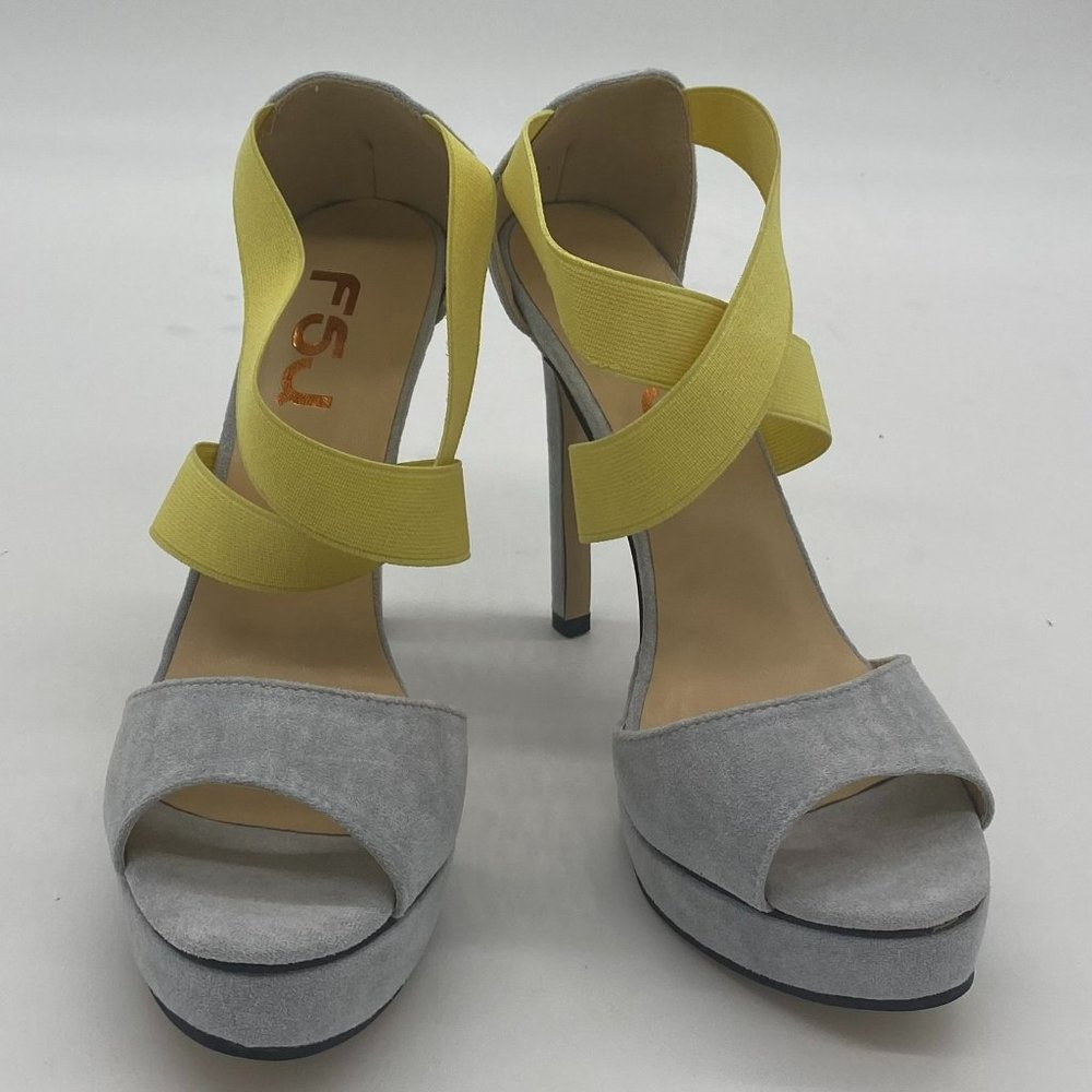 FSJ Peep Toe Platform Stilettos Heels Cross Strap
